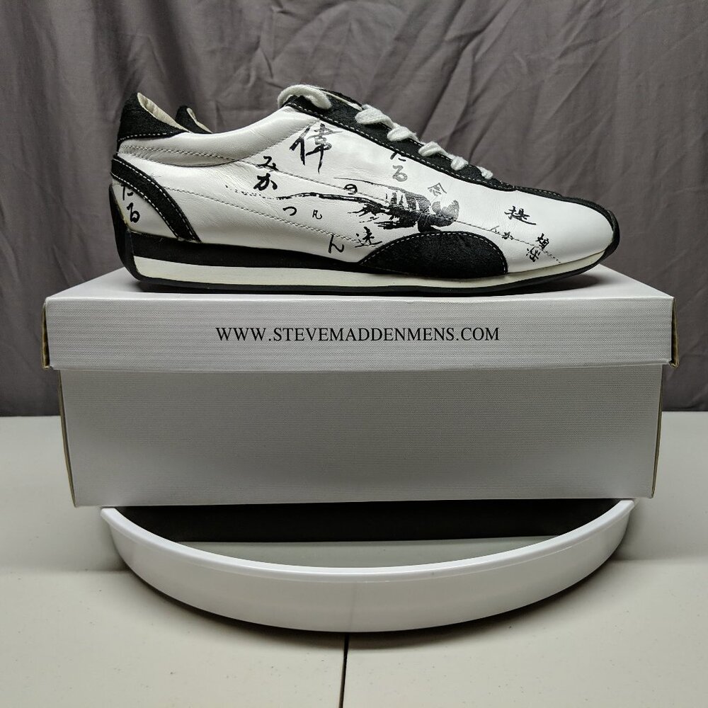 Steve Madden Rooke Fashion Casual Shoes Sneakers White Leather Graphic Print